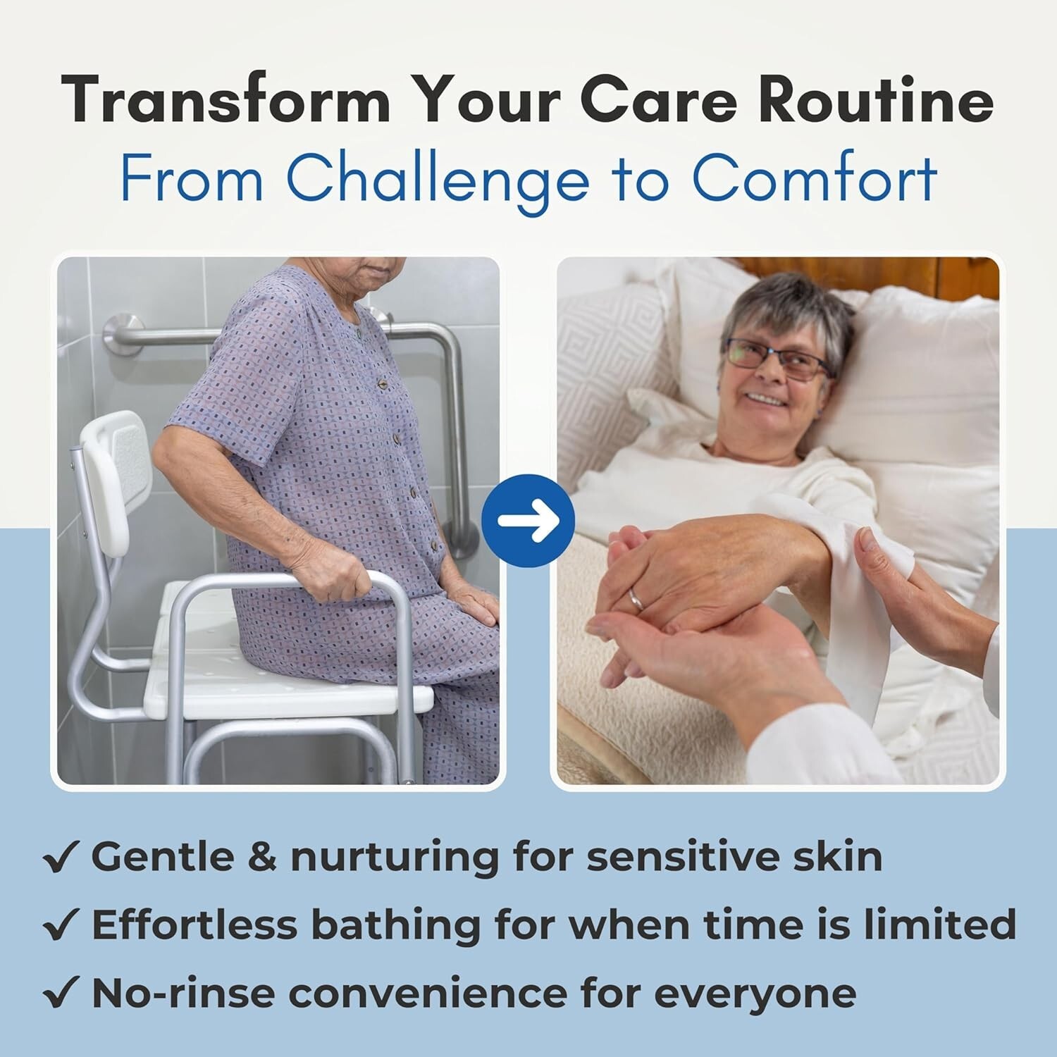 Nurture Rinse Free Bathing Wipes for Adults w/Aloe | Waterless Cleansing for …
