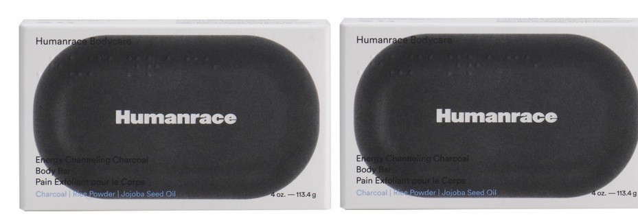 2-PACK HUMANRACE Energy Channeling Charcoal BODY BAR Soap, 4 oz NIB
