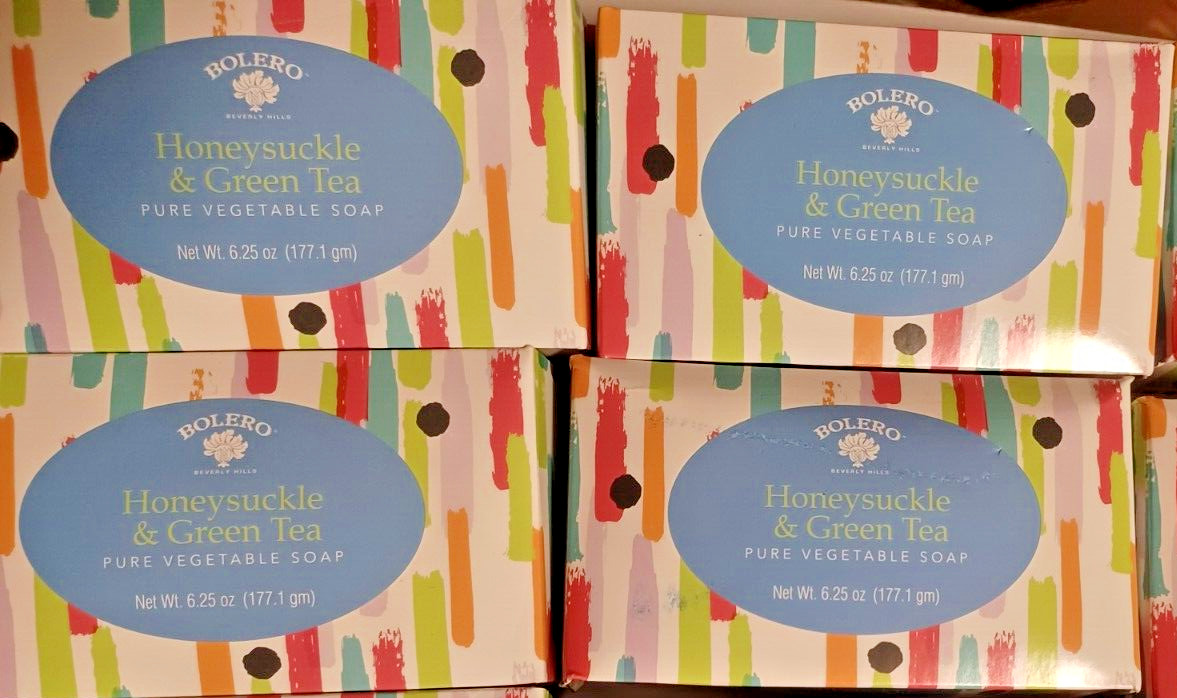 Bolero Pure Bath Soap Honeysuckle & Green Tea Pure Vegetable Soap 8 Bars 6.25oz