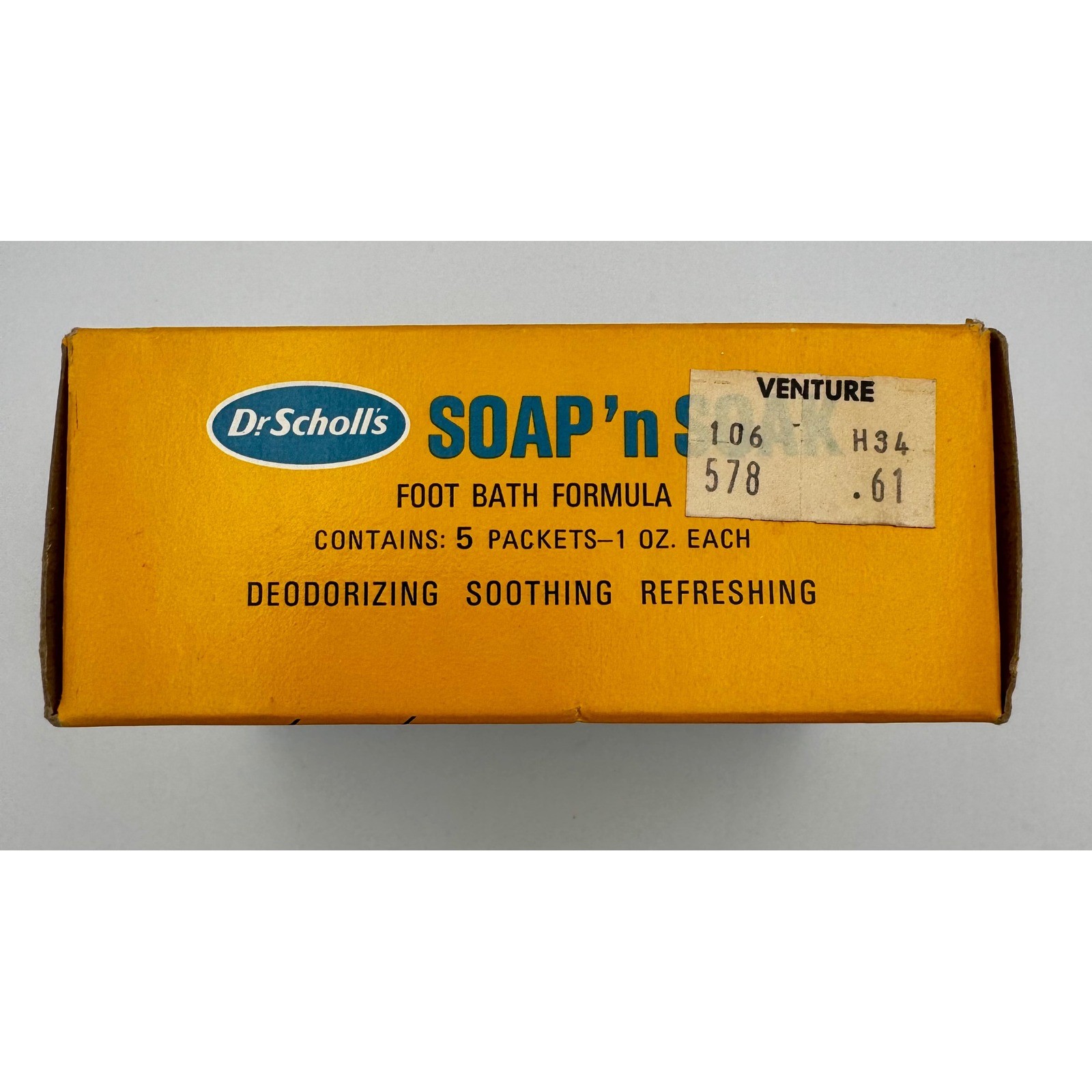 Vtg Dr Scholl’s Soap ‘n Soak Foot Bath Formula 5 Packets New Old Stock 1970s
