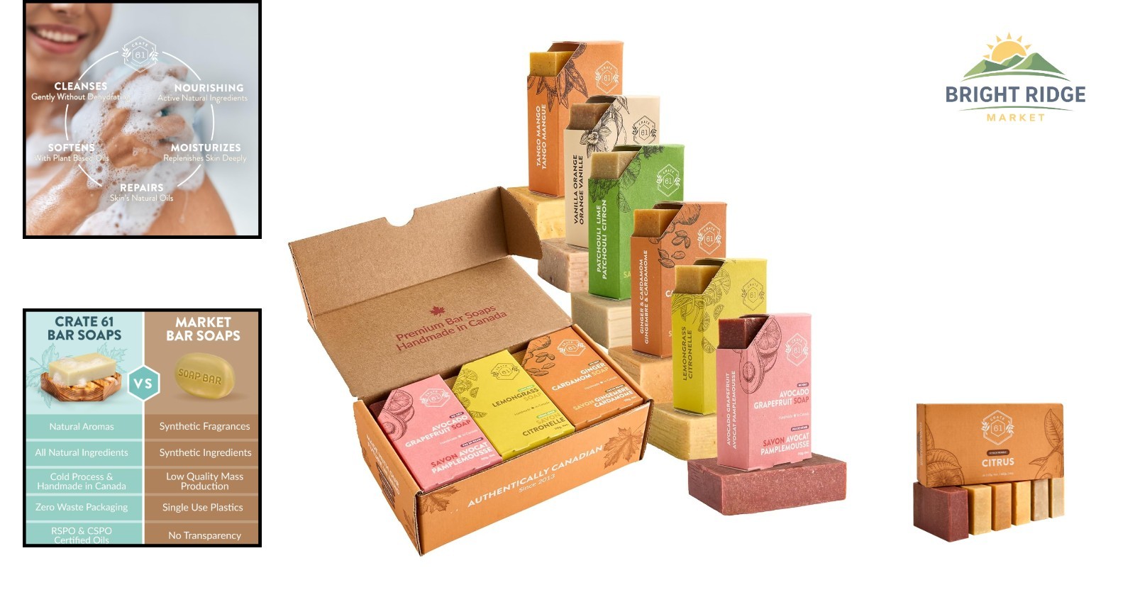 Dermatologist Tested Bar Soap Set with Natural Ingredients, 6 Citrus Scents
