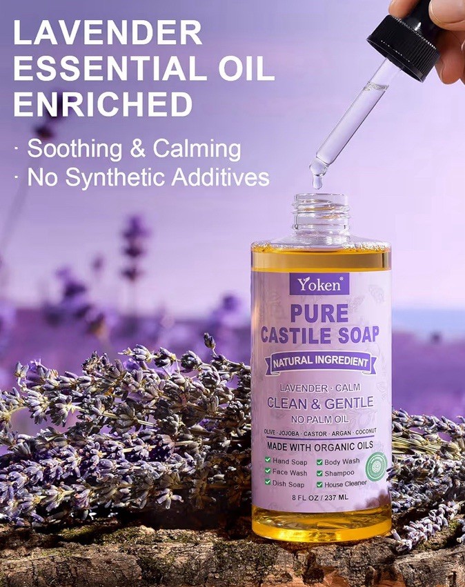 Relaxing Lavender Castile Soap – 8oz Organic Multi-Purpose Liquid Cleanser
