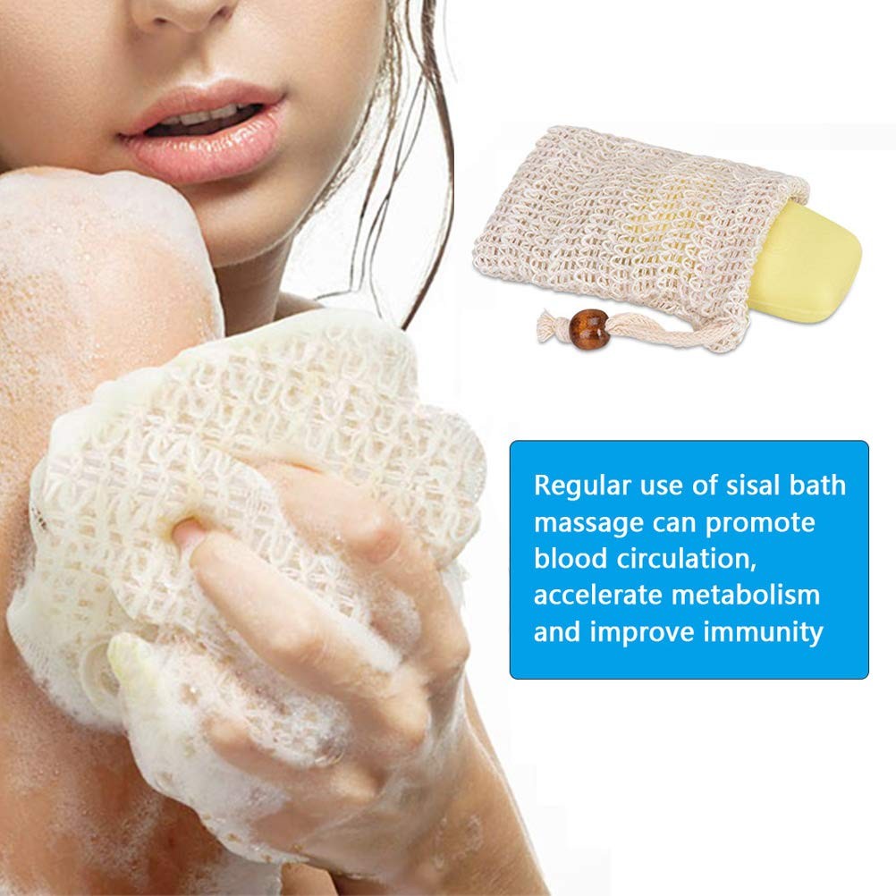 40 Pack Soap Saver Natural Ramie Soap Bag Mesh with Drawstring for Bath & Sho…