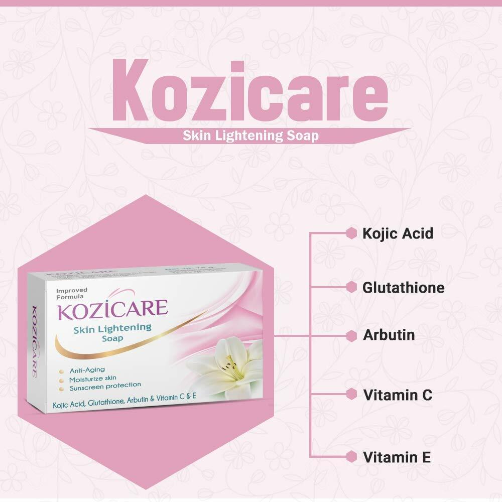 Kozicare Skin Lightening Soap Glutathione & Arbutin Vitamin C & E Anti Aging 75g
