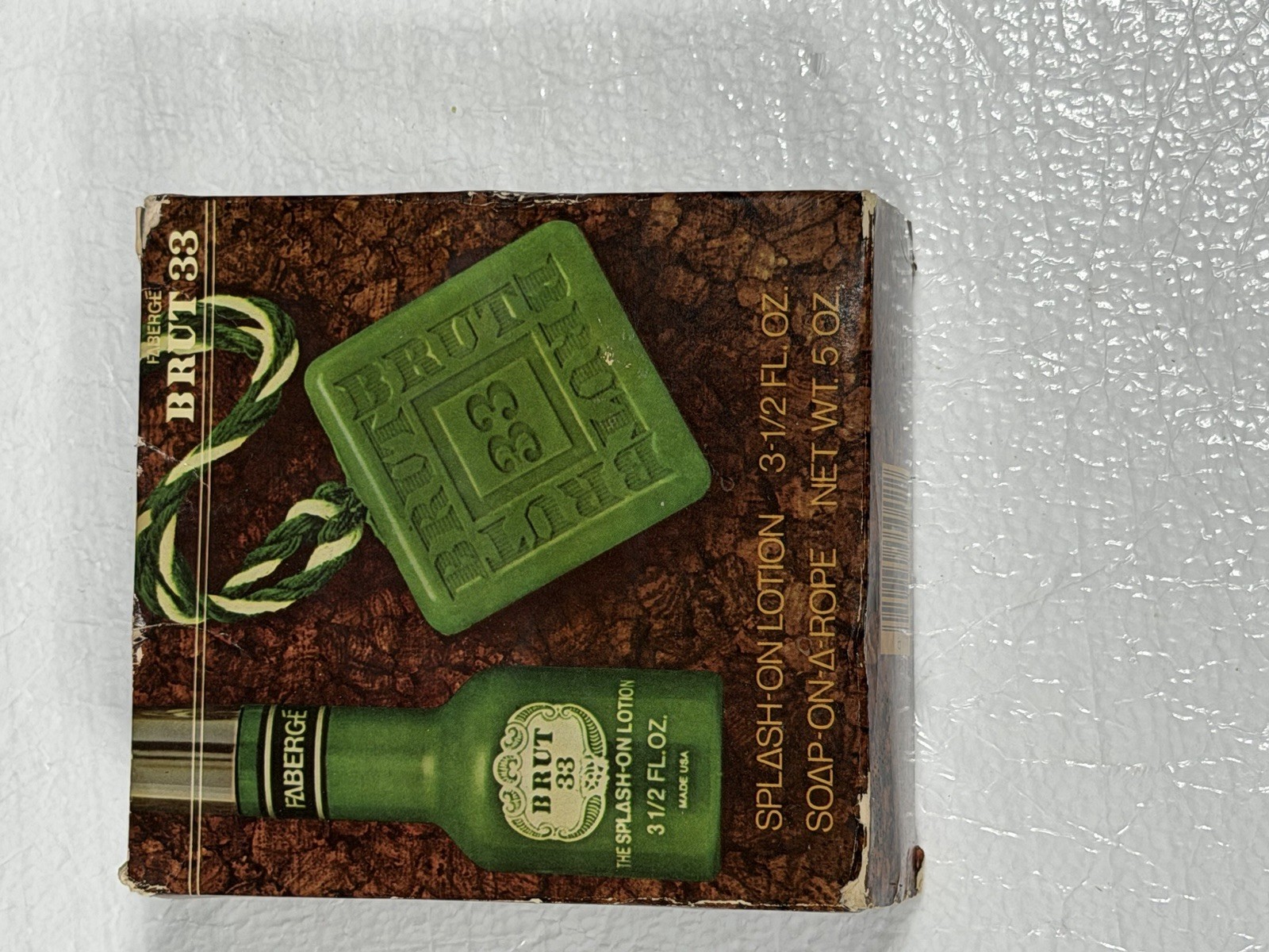 Vintage BRUT For Men FABERGE SOAP-ON-A-ROPE w/splash Lotion – Green Unused Read