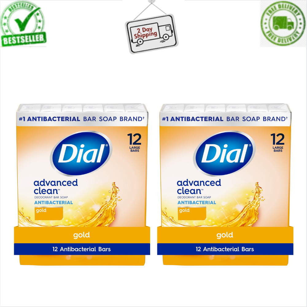 24PK Total Dial Gold Antibacterial Deodorant Bar Soap, 4 oz, 12 Bars, Deep Clean