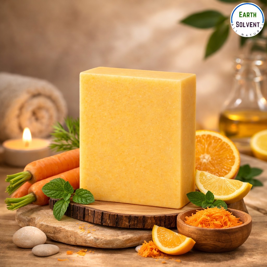 Earth Solvent Citrus Carrot Cold Process Soap – Antioxidant Brightening Bar 5oz