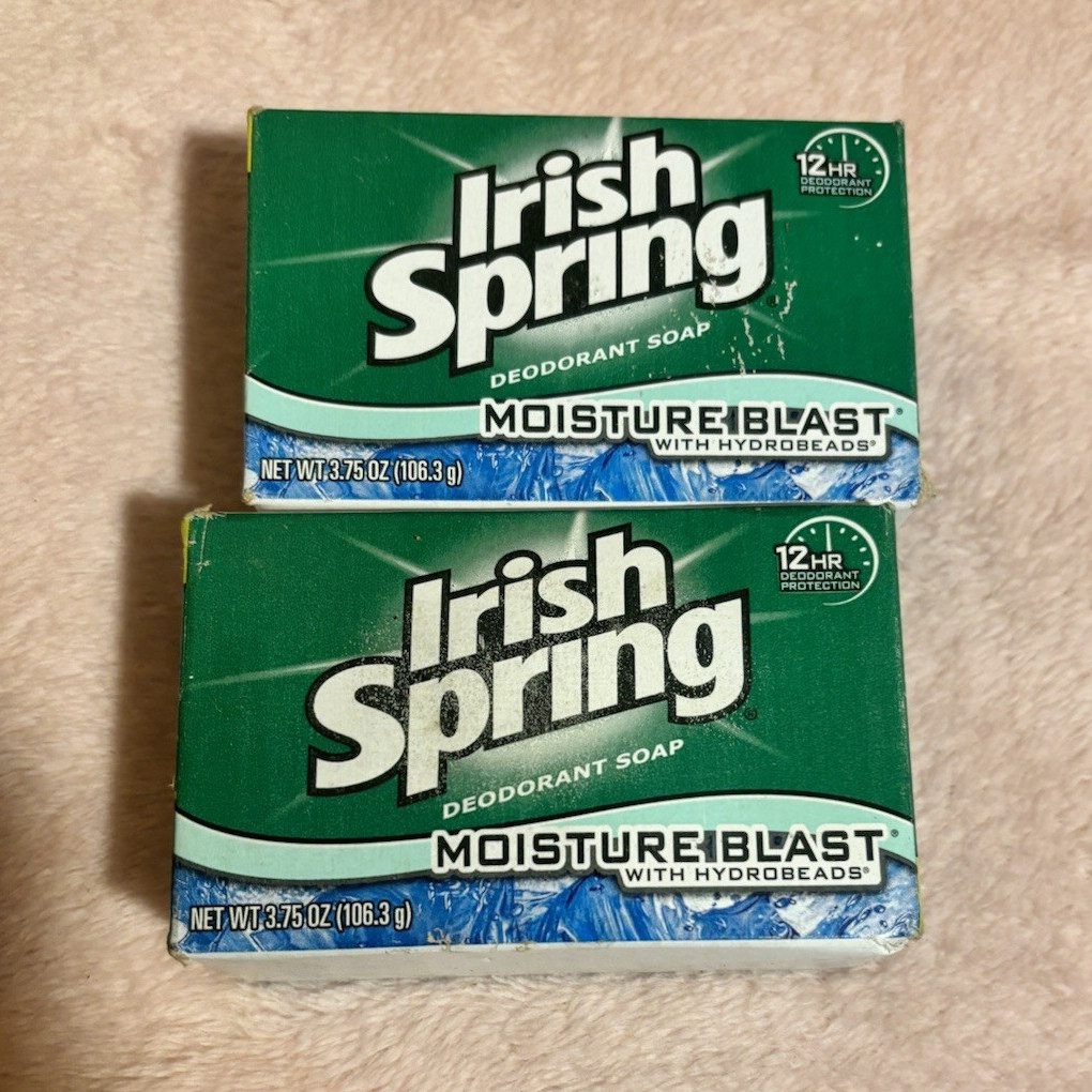 Irish Spring Moisture Blast Deodorant Soap Revitalizing Scent 2 Bars Vintage