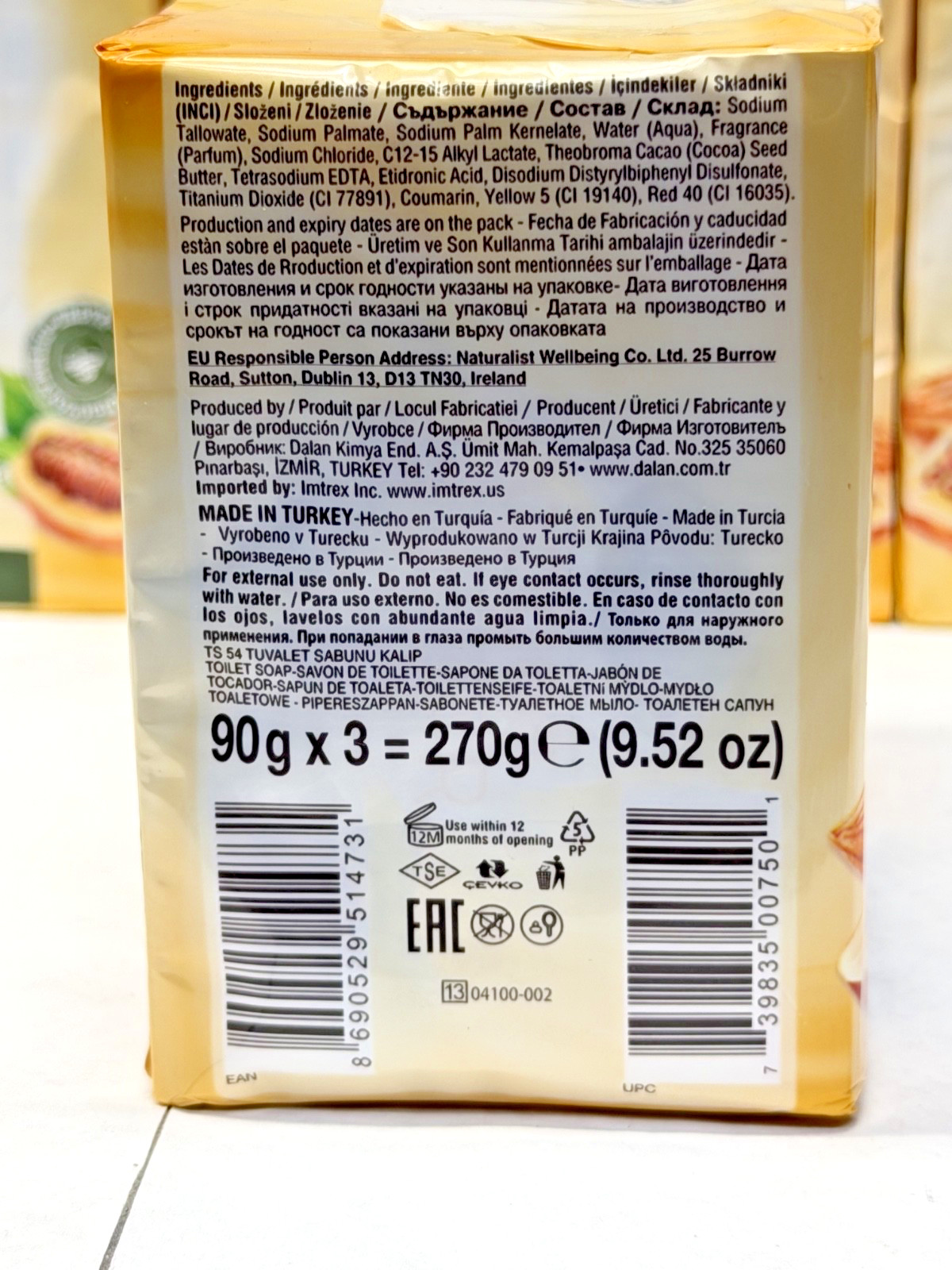 18 BARS COCOA BUTTER CREAM SOAP DALAN 3.17 OZ EACH FREE SHIPPING