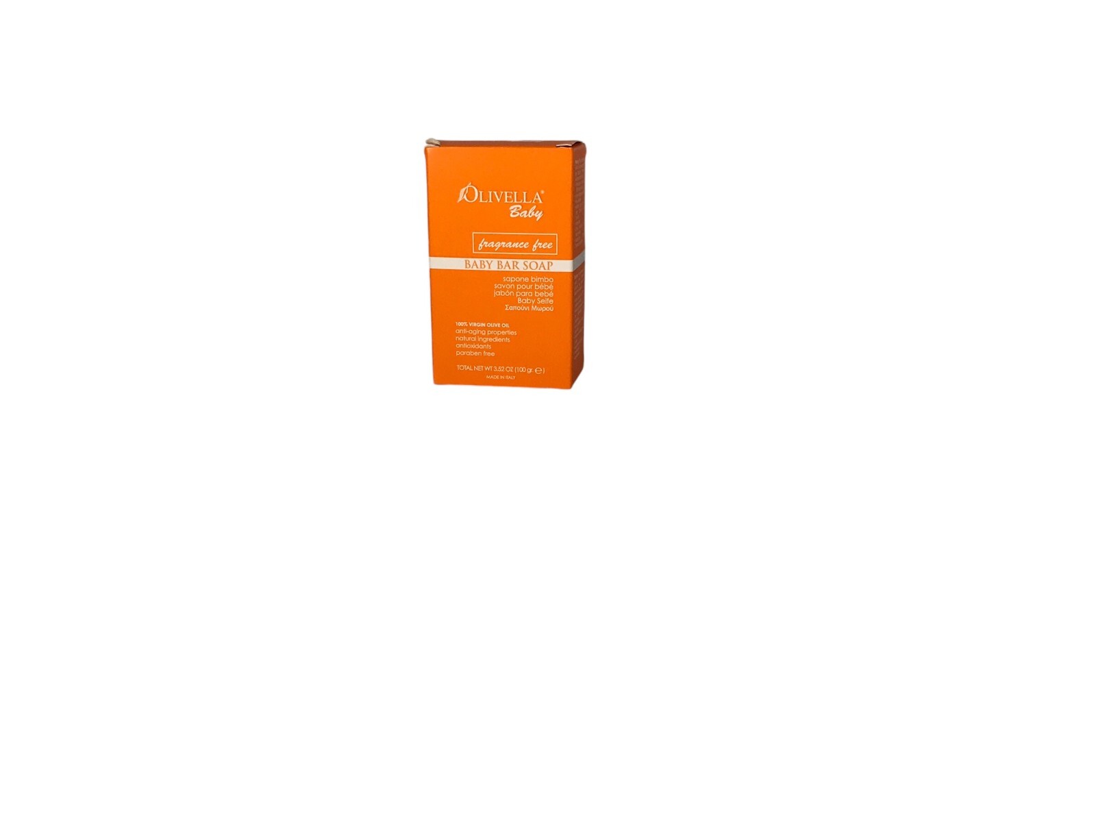 Olivella Baby Bar Soap 3.52 oz Fragrance Free 100% Virgin Olive Oil