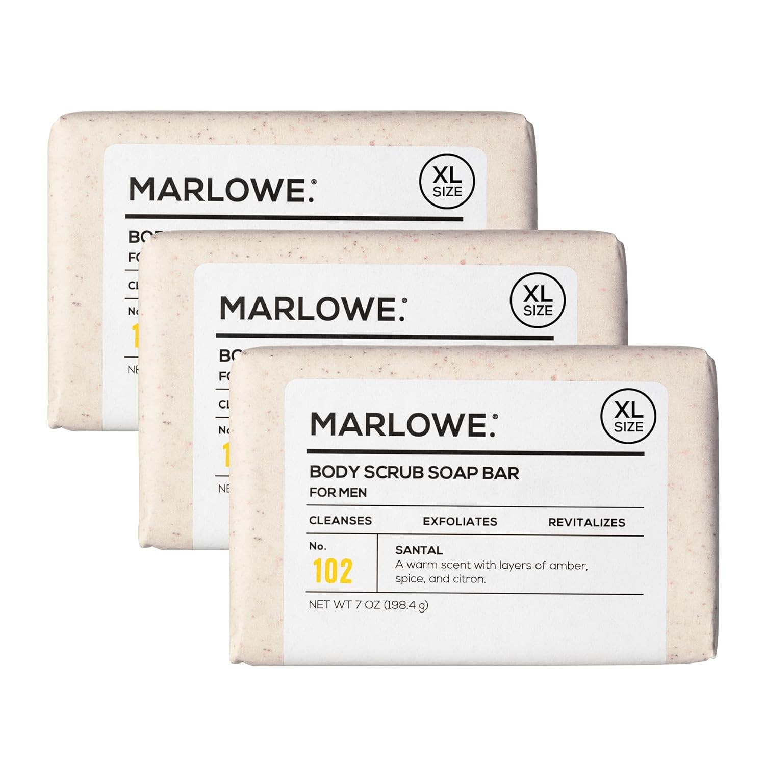 MARLOWE No. 102 Body Scrub Soap 7oz Exfoliating Bar