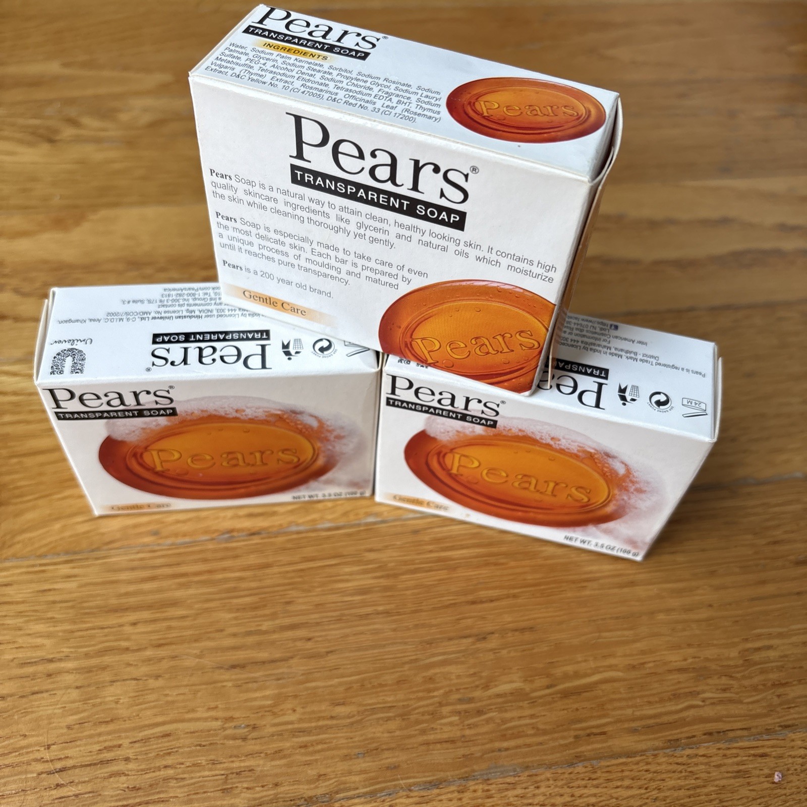 Pears Pure & Gentle Transparent Soap 3.5 oz/Bar Soap ORANGE Lot Of 3