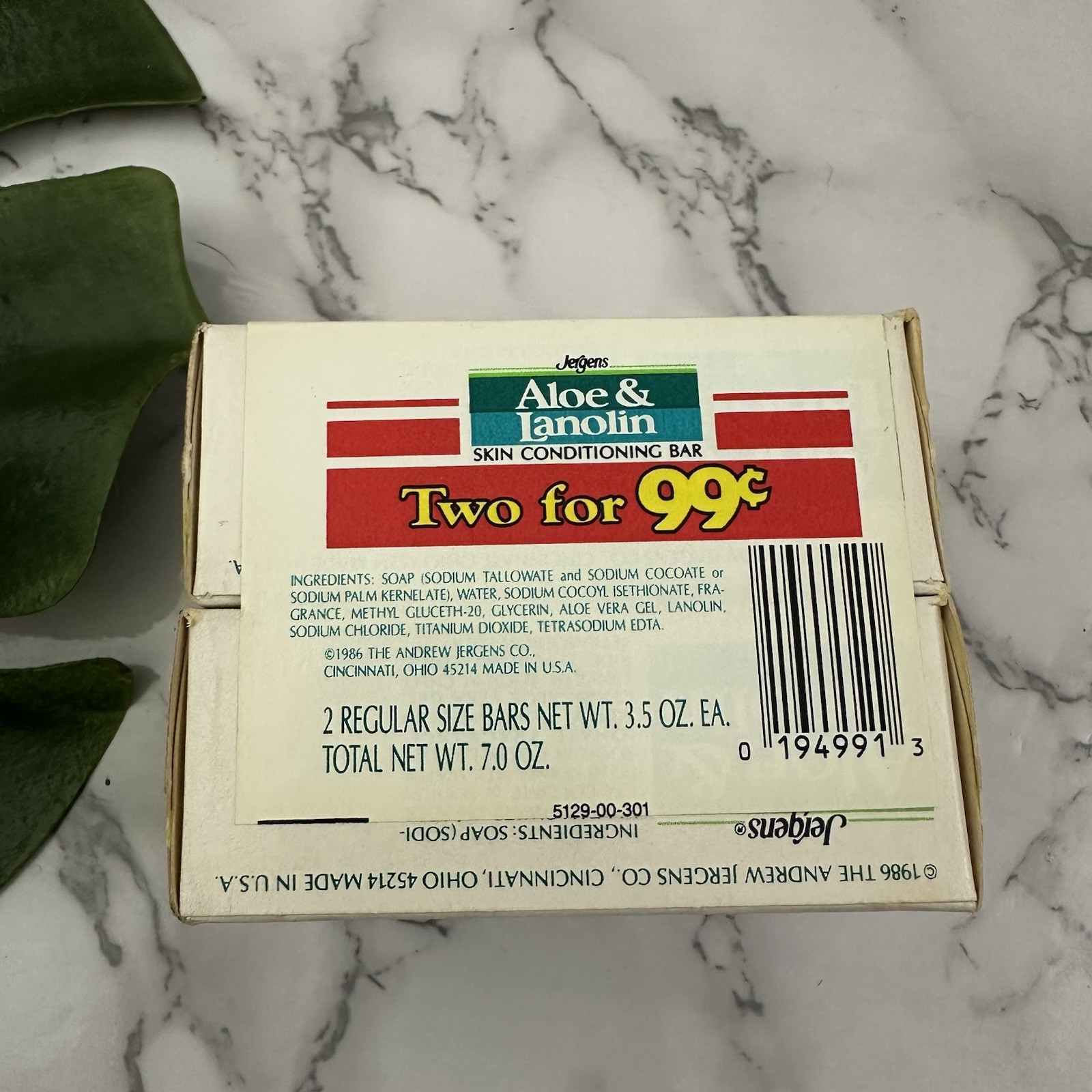 Jergens Vintage 80s Aloe Lanolin Skin Conditioning Bar Soap New Lot 2 3.5 oz