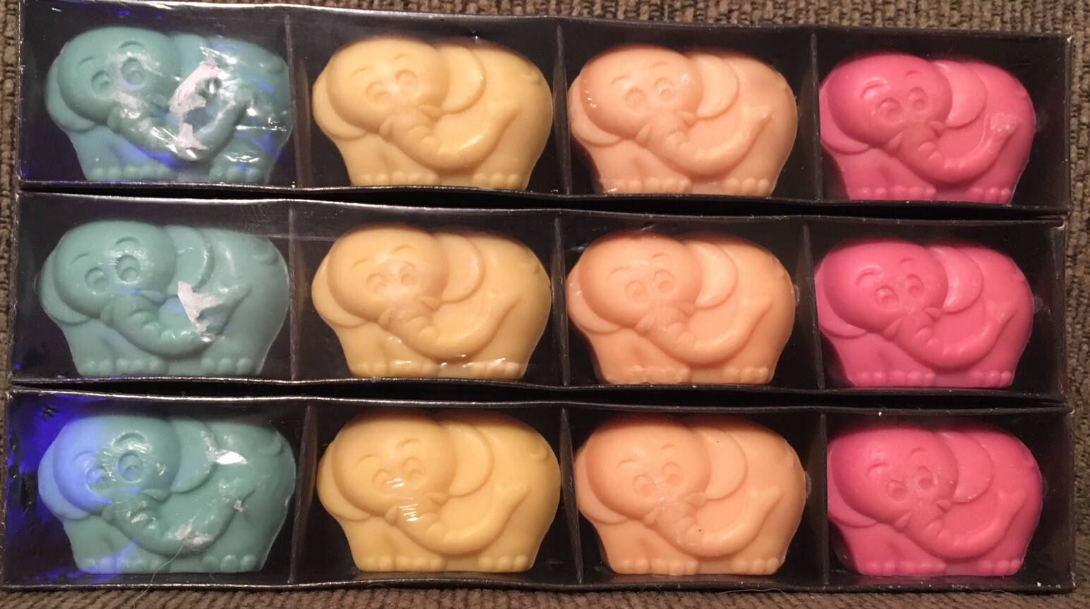 (12) Vintage SEALED Happy Soap ELEPHANT Bars Soap Animal Fun Kids Colorful