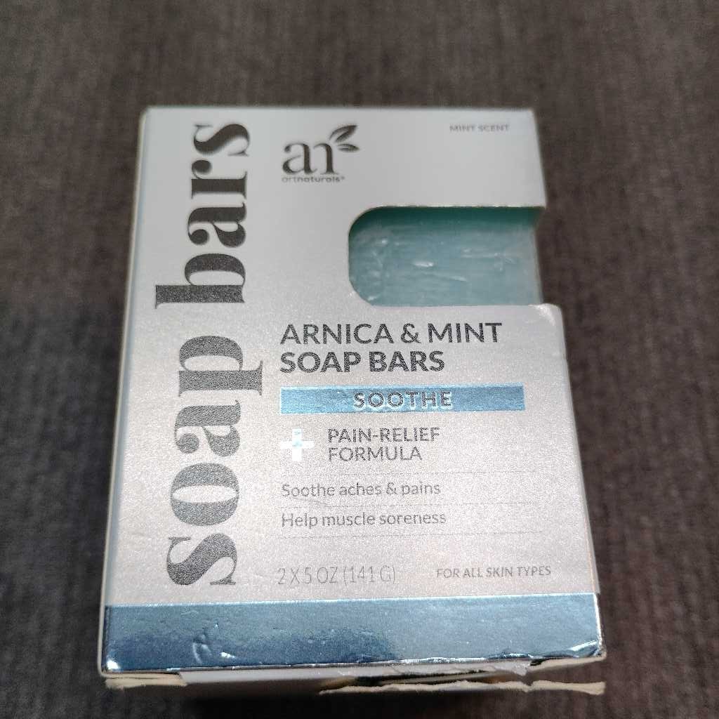 artnaturals Arnica & Mint Soap Bars Pain Relief Soothe 2 Bars 5oz Each