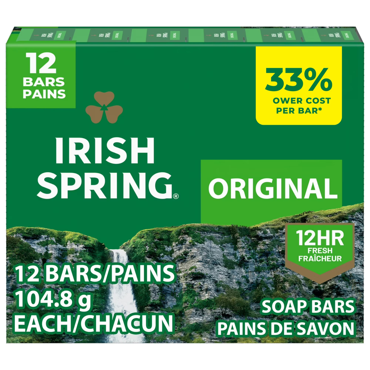 Irish Spring Bar Soap for Men, Original Clean Mens Bar Soap, 48Pack, 3.7 Oz Blue