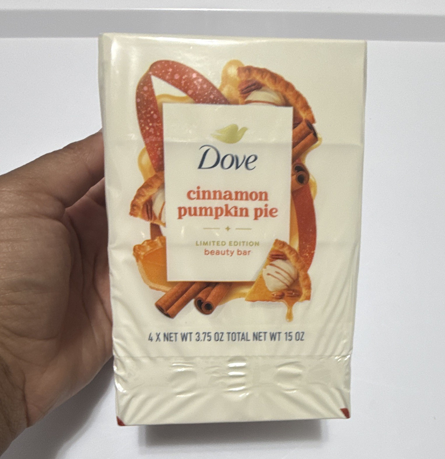 Dove Cinnamon Pumpkin Pie Beauty Bar Soap 4-Pack, Holiday Treats 15 oz