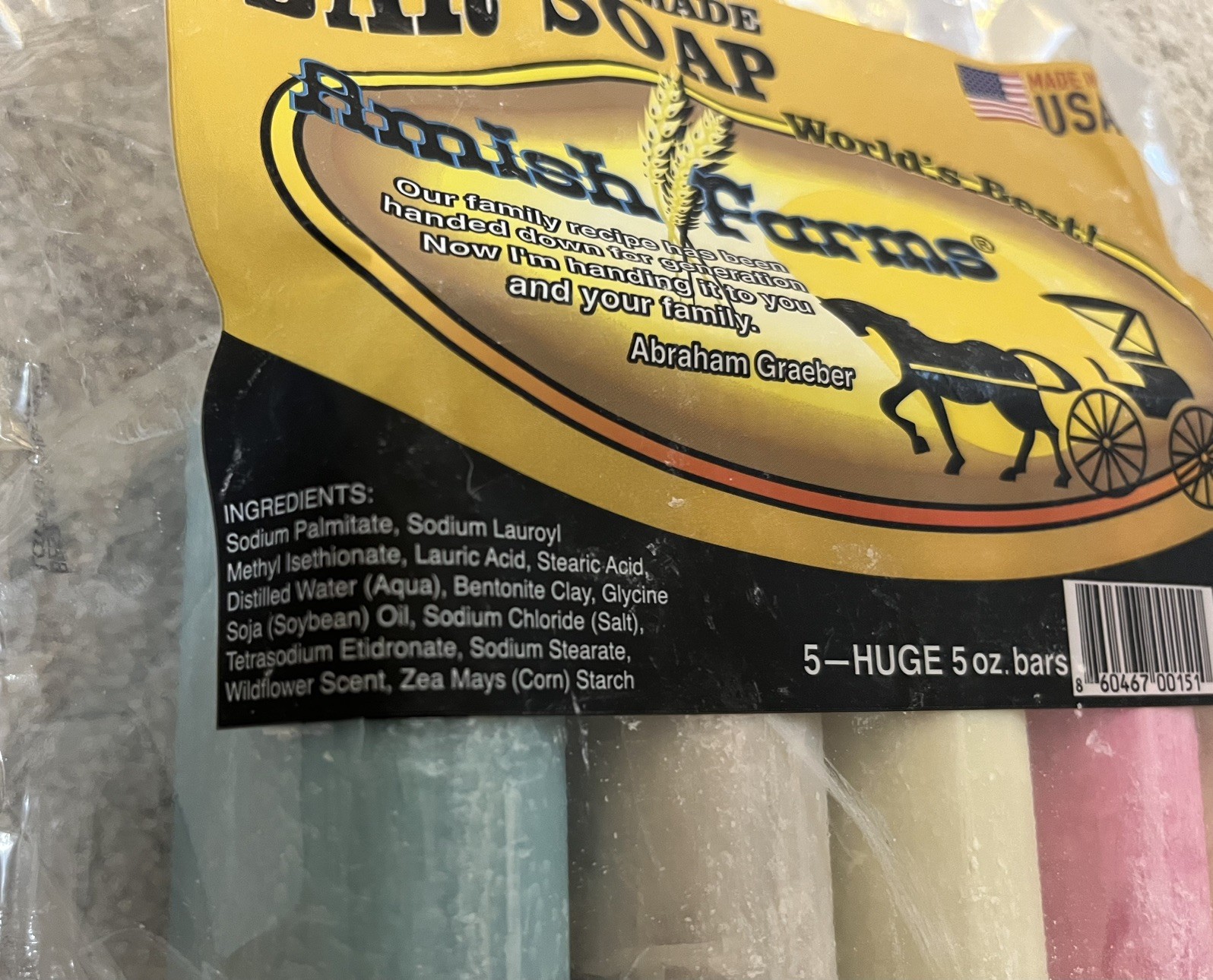 Amish Farm Bar Soap Pack Of 5 Huge Bars 5oz Each Soap Made In USA Scented