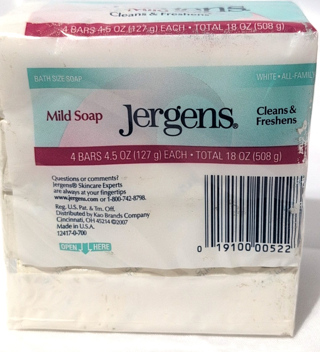 Jergens Mild Soap 4 Bars 4.5 Oz ea Retired Formula NEW