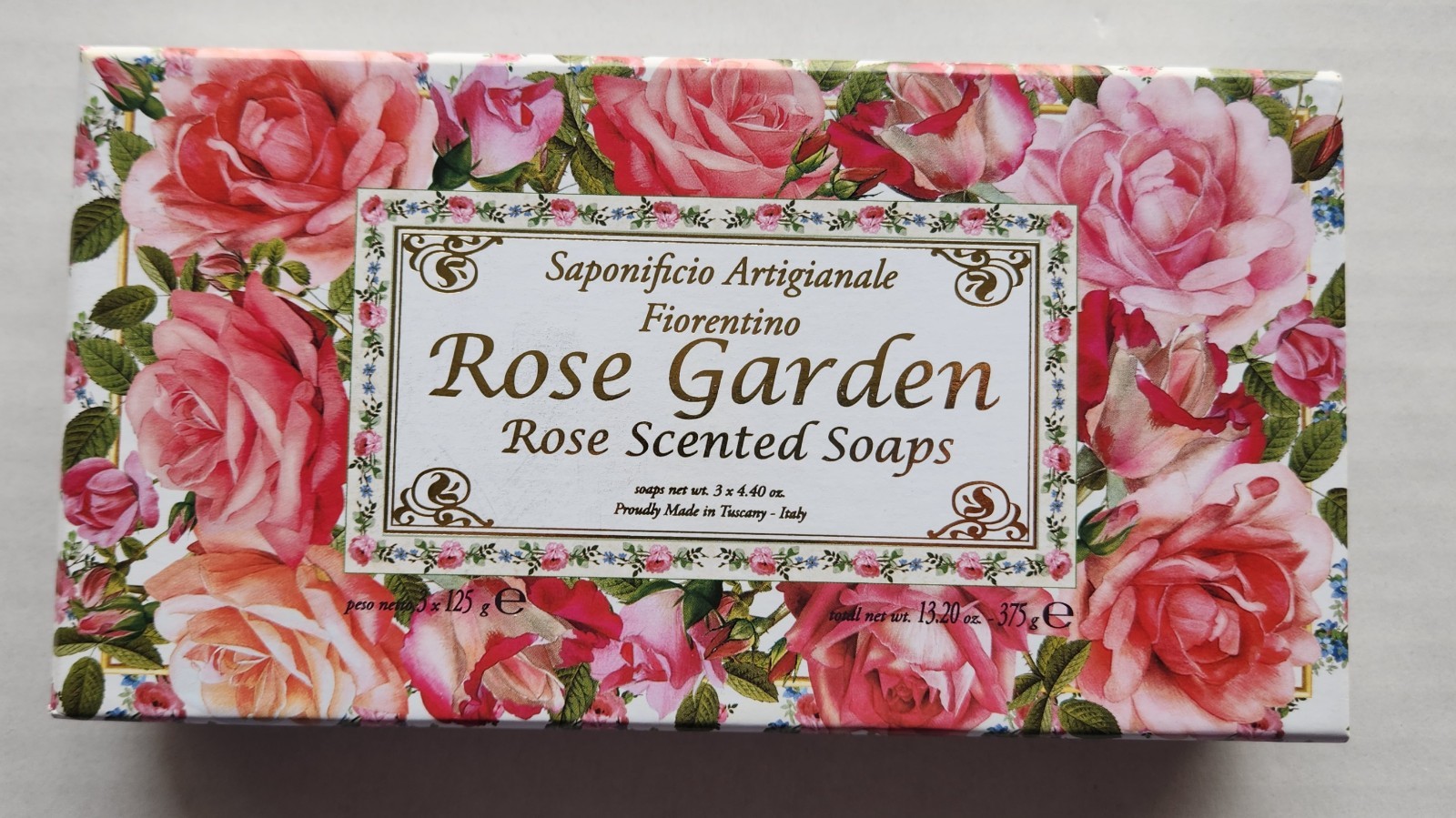 Saponificio Artigianale Fiorentino – Rose Garden Rose Scented Soaps -3 x 4.40 oz