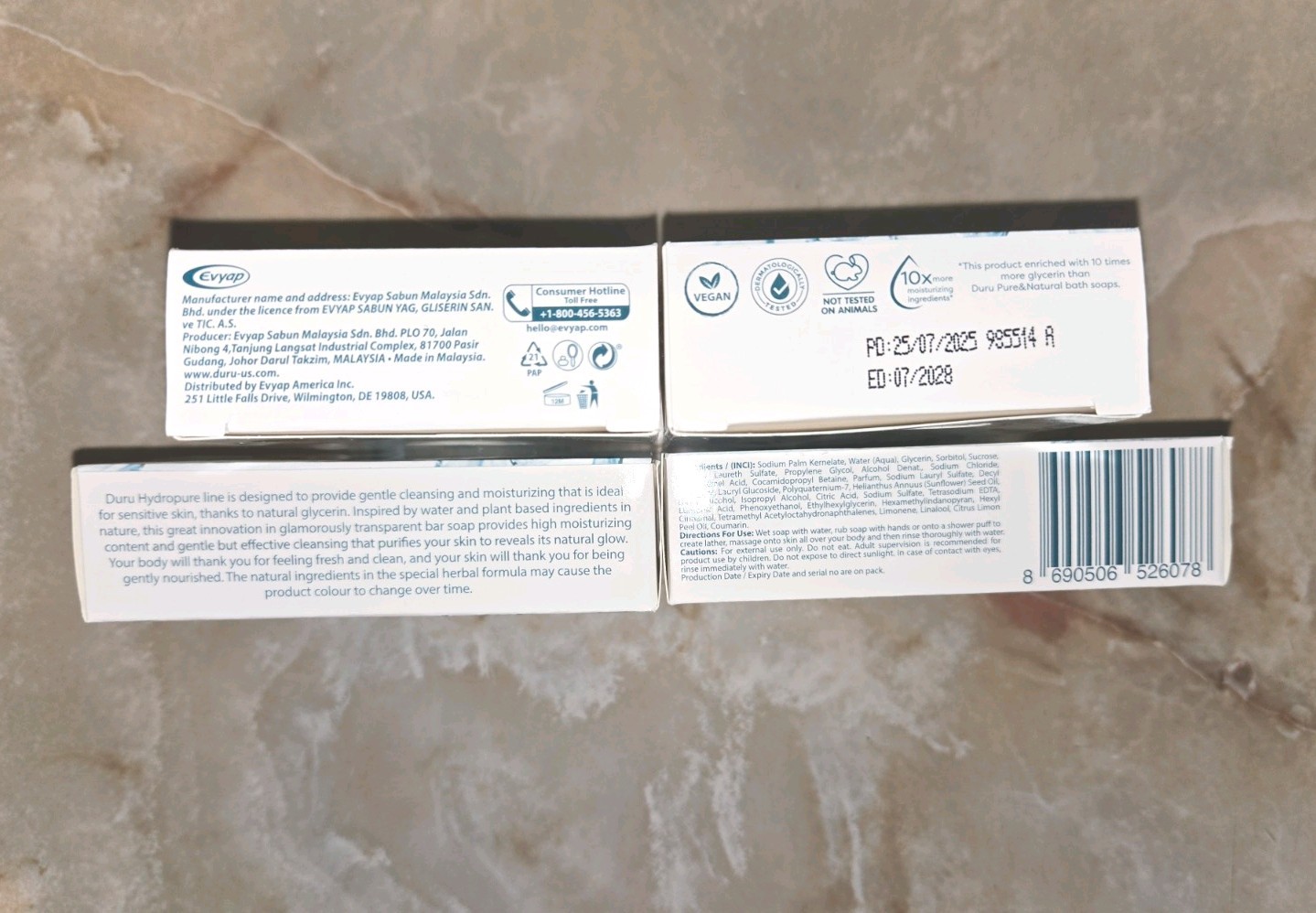 4x Duru Hydro Pure Micellar Body Bar Soap Transparent 3.75 oz Lot Exp: 07/2028