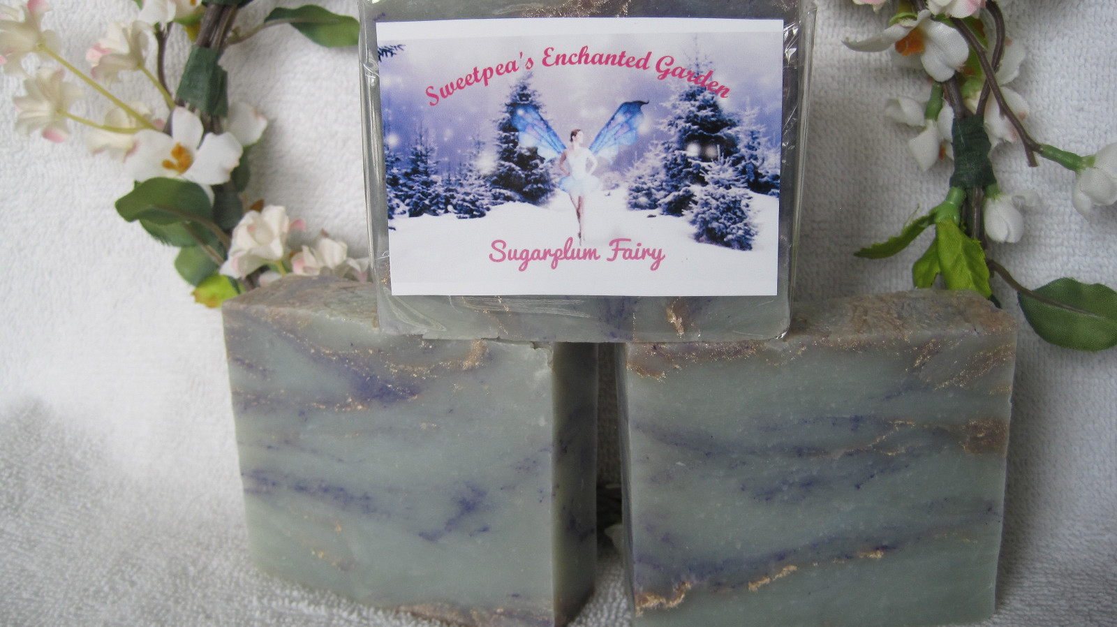 HANDMADE NATURAL VEGAN SOAP, “SUGAR PLUM FAIRY” BARS, 3.5 to 4 oz ea.