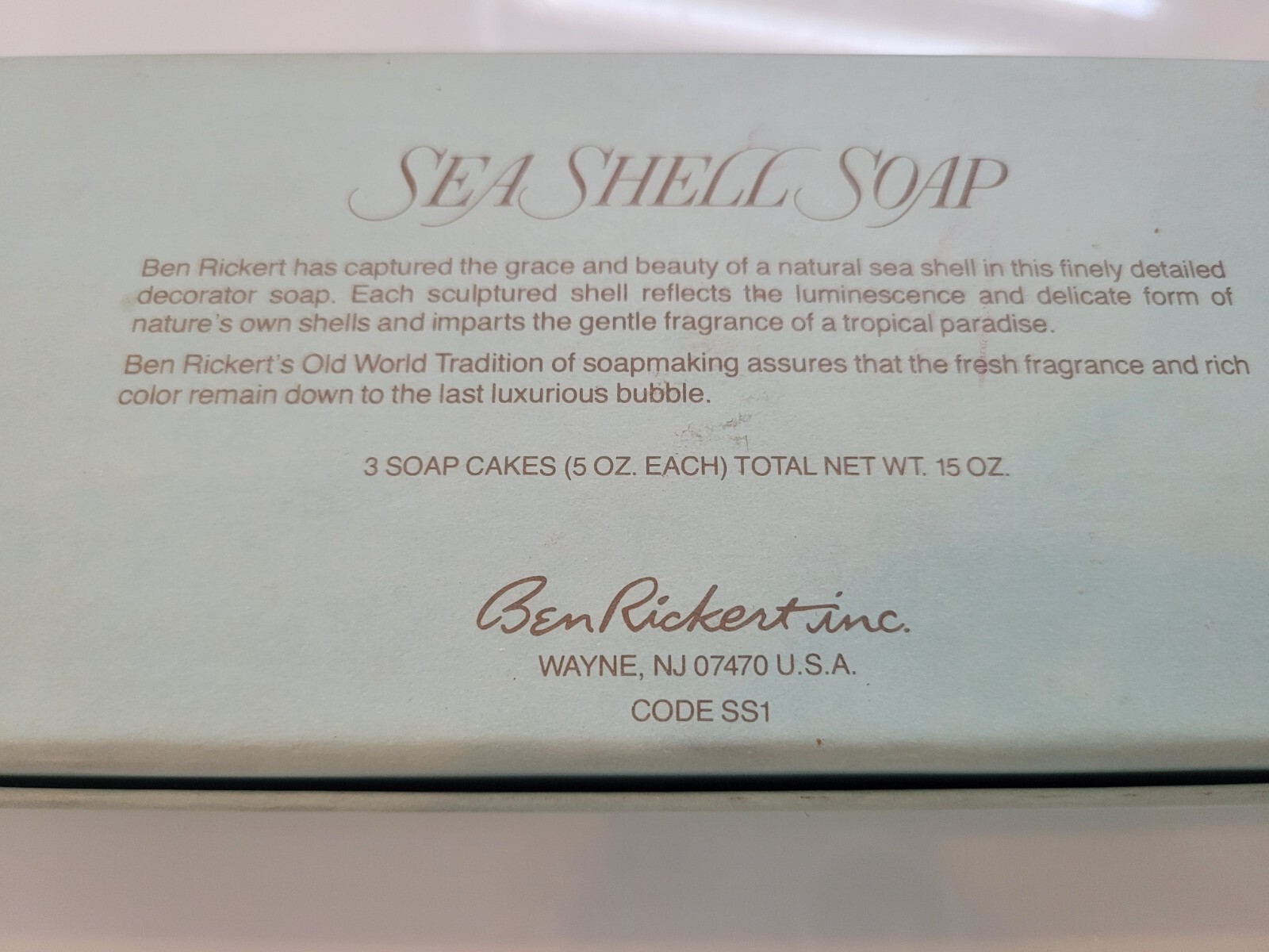 NOS Vintage Ben Rickert Sea Shell Soap Seashell 3 bars In Box