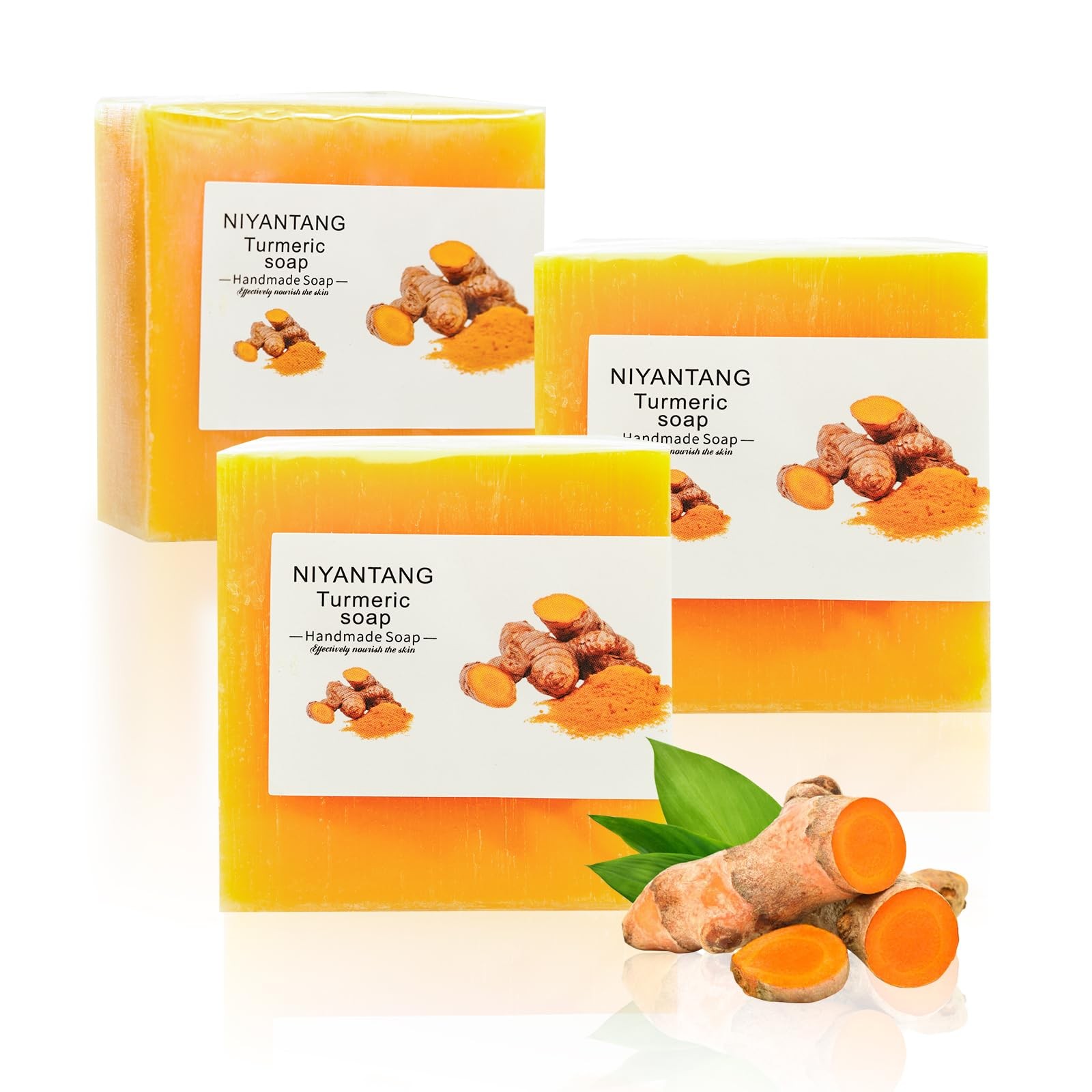 Shibarcle 3 PCS Turmeric Soap Bar, Natural Bar for 3.6 Ounce (Pack of 3)