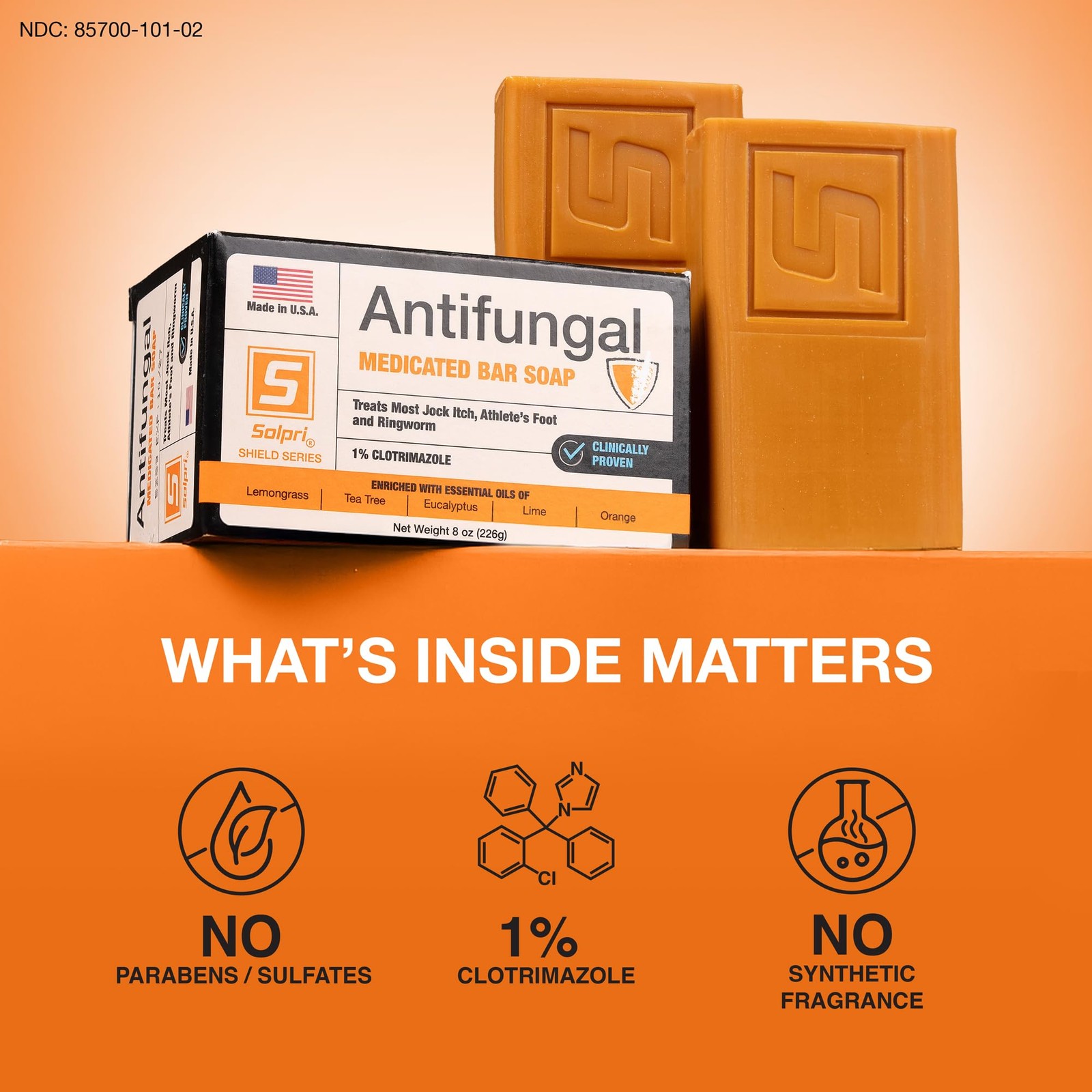 Solpri Medicated Antifungal Soap Bar | Jock Itch, Athlete’s Foot, Orange