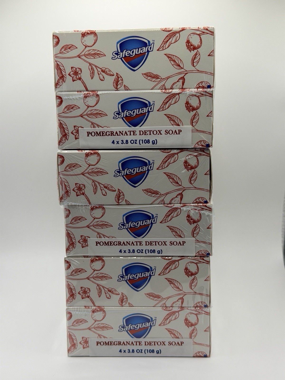 New! Safeguard Natural Detox Soap 3.8oz Pomegranate Each Box Contains 4 Bars