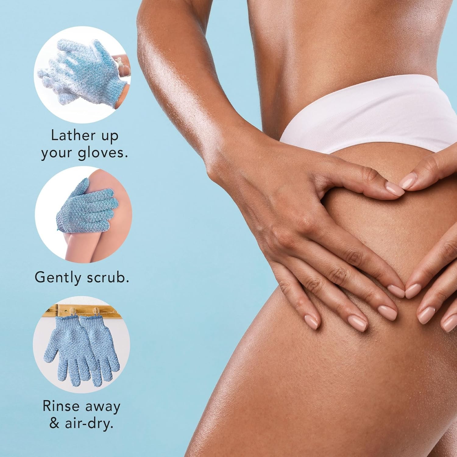Exfoliating Glove (4 pcs, 2 Pairs) – Heavy Shower Gloves for Body Scrub, Exfolia
