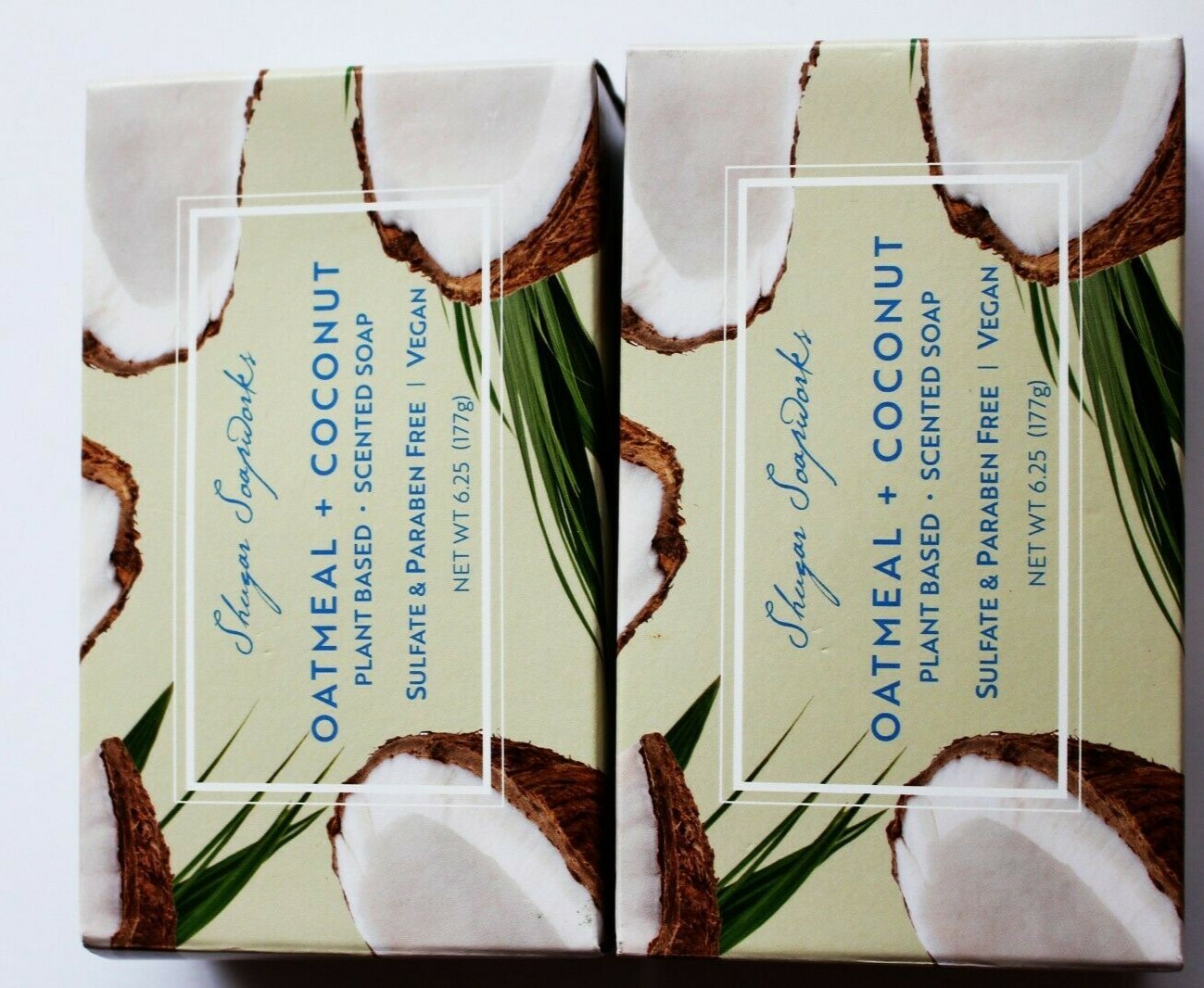 2 pack Shugar Soapworks Venga Oatmeal Coconut Jumbo Bar of Soap 6.25 oz.