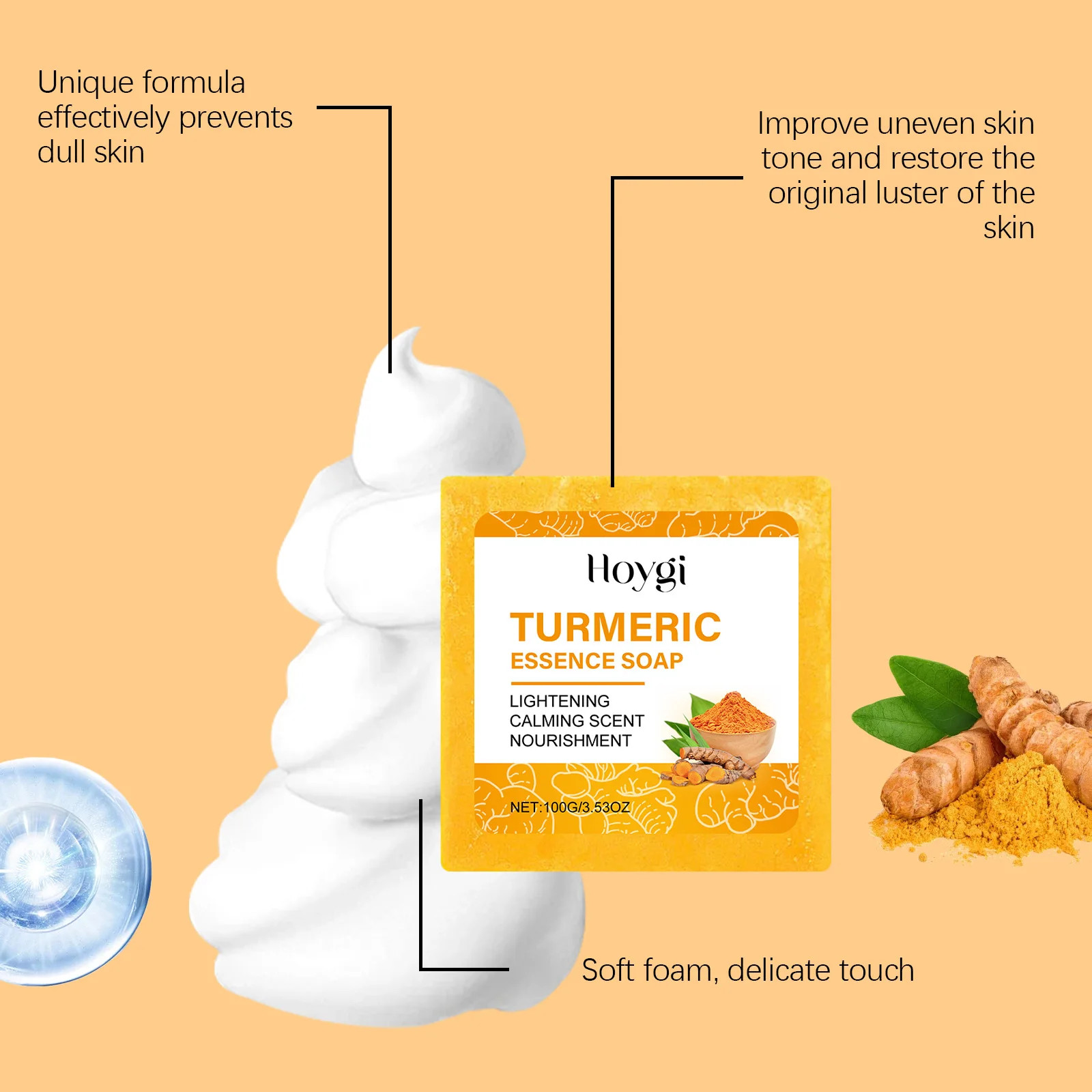 Turmeric Skincare Set Body Soap anti Acne Dark Spot Corrector Improve Dry Skin M