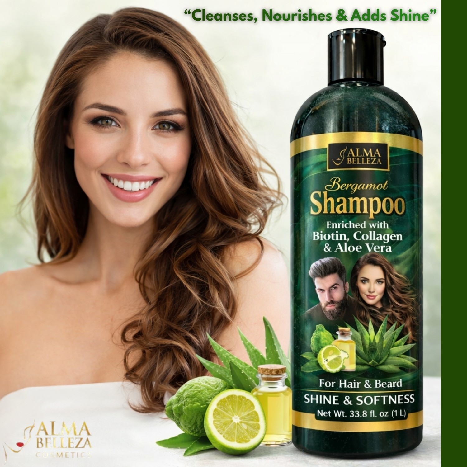 BERGAMOT BIOTIN ALOE VERA SHAMPOO UNISEX (1LT)-HAIR SHAMPOO-LIGHTWEIGHT