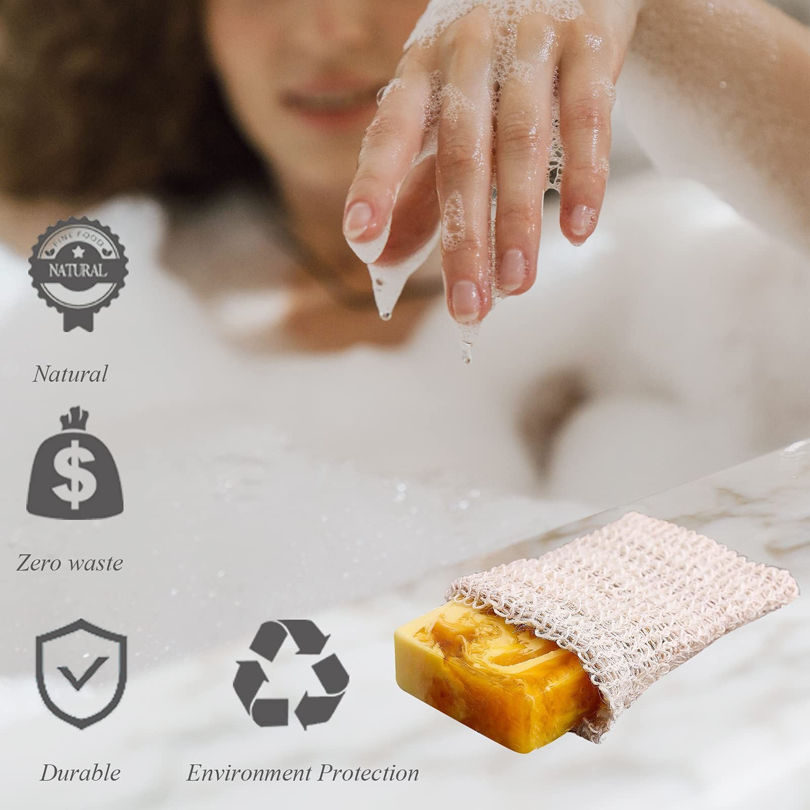 Soap Saver Bag Exfoliating Soaps Pouch Sisal Mesh Drawstring for Exfoliating