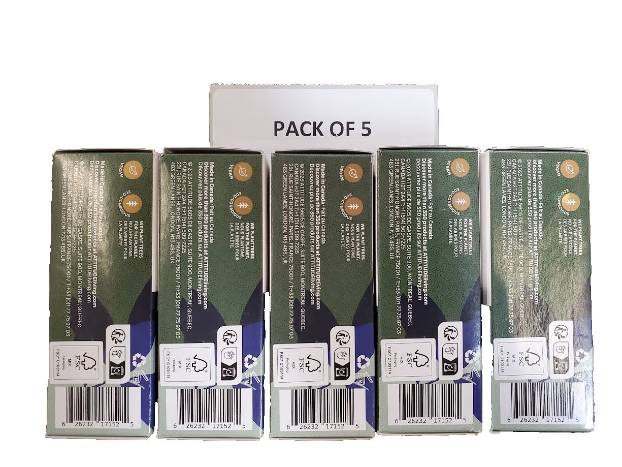 5 Pack Leaves Bar Body Soap – Herbal Musk – 4 Oz each By Attitude (Plastic Free)