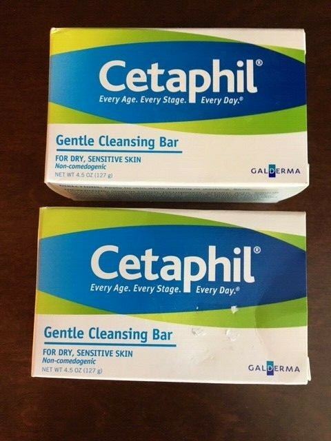 TWO (2) CETAPHIL GENTILE CLEANSING BARS 4.50 OUNCE EACH FOR DRY SENSITIVE SKIN