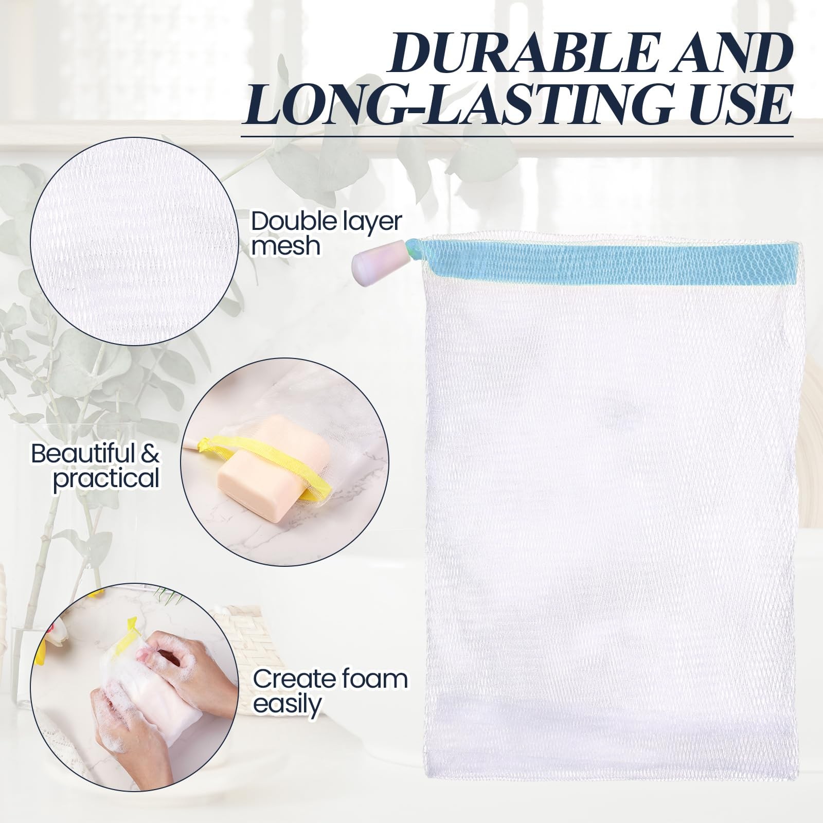 120 Pcs Soap Mesh Bag Exfoliating Soap Saver Pouch Foam Net with Drawstring f…