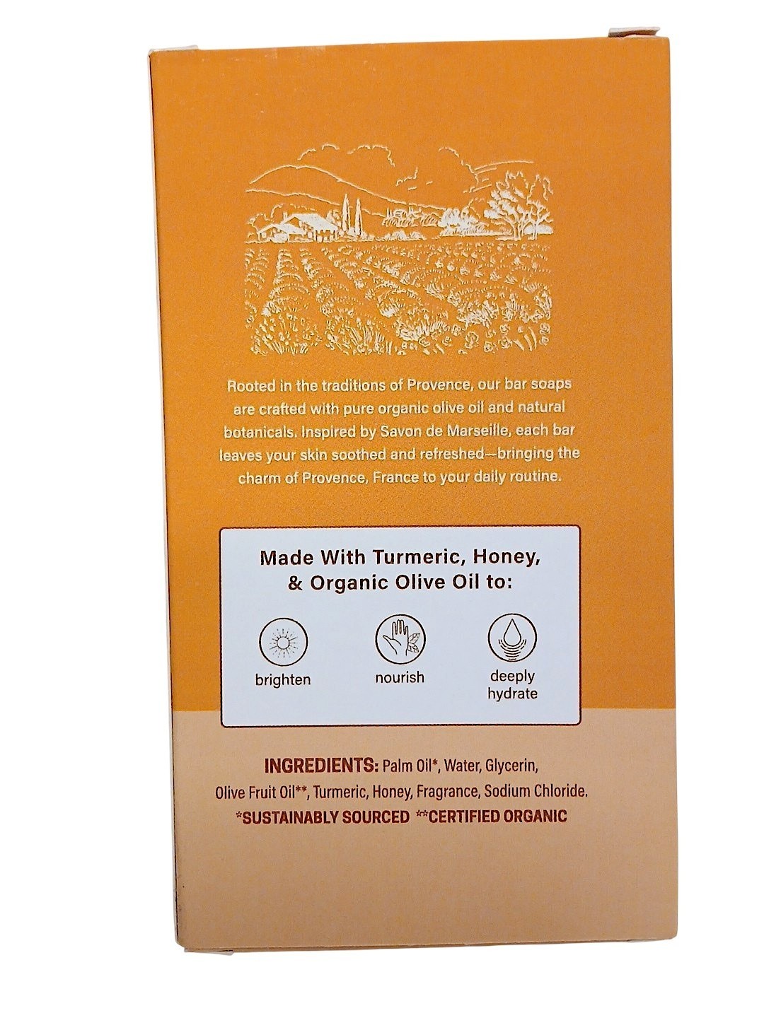 Provence Turmeric Honey Moisturize Bar Soap 10oz Body Face Hands Organic Detox