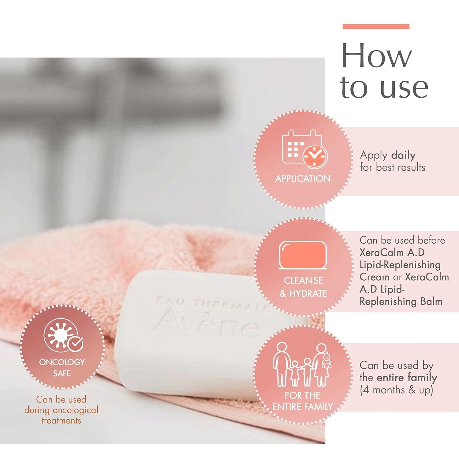 brand Avène Xercalm A.D Ultra-Rich Cleansing Bar for Atopic Dermatitis, Eczem…