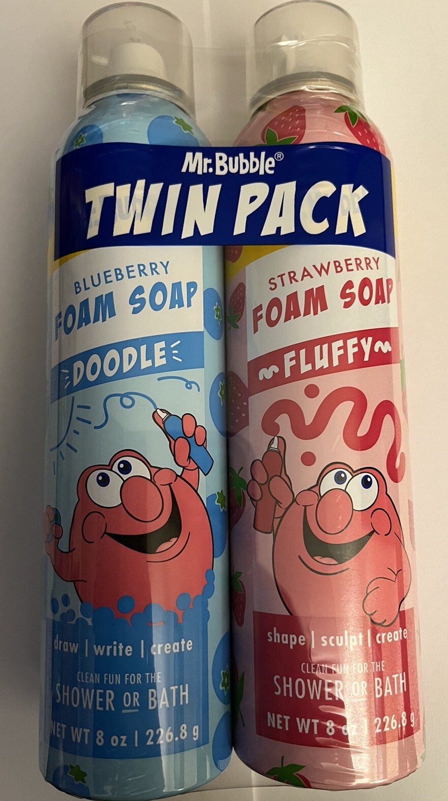 Lot of 4 MR BUBBLE Foam Soap, BLUEBERRY, STRAWBERRY, SUGAR COOKIE & PEPPERMINT