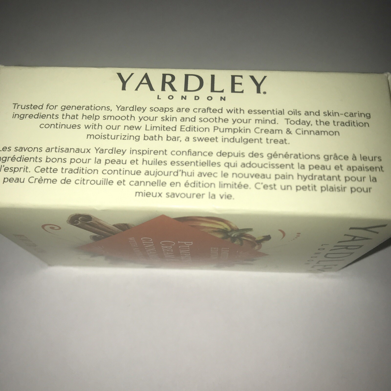 LIMITED EDITION Yardley London Pumpkin Cream and Cinnamon Bar Soap Brand New