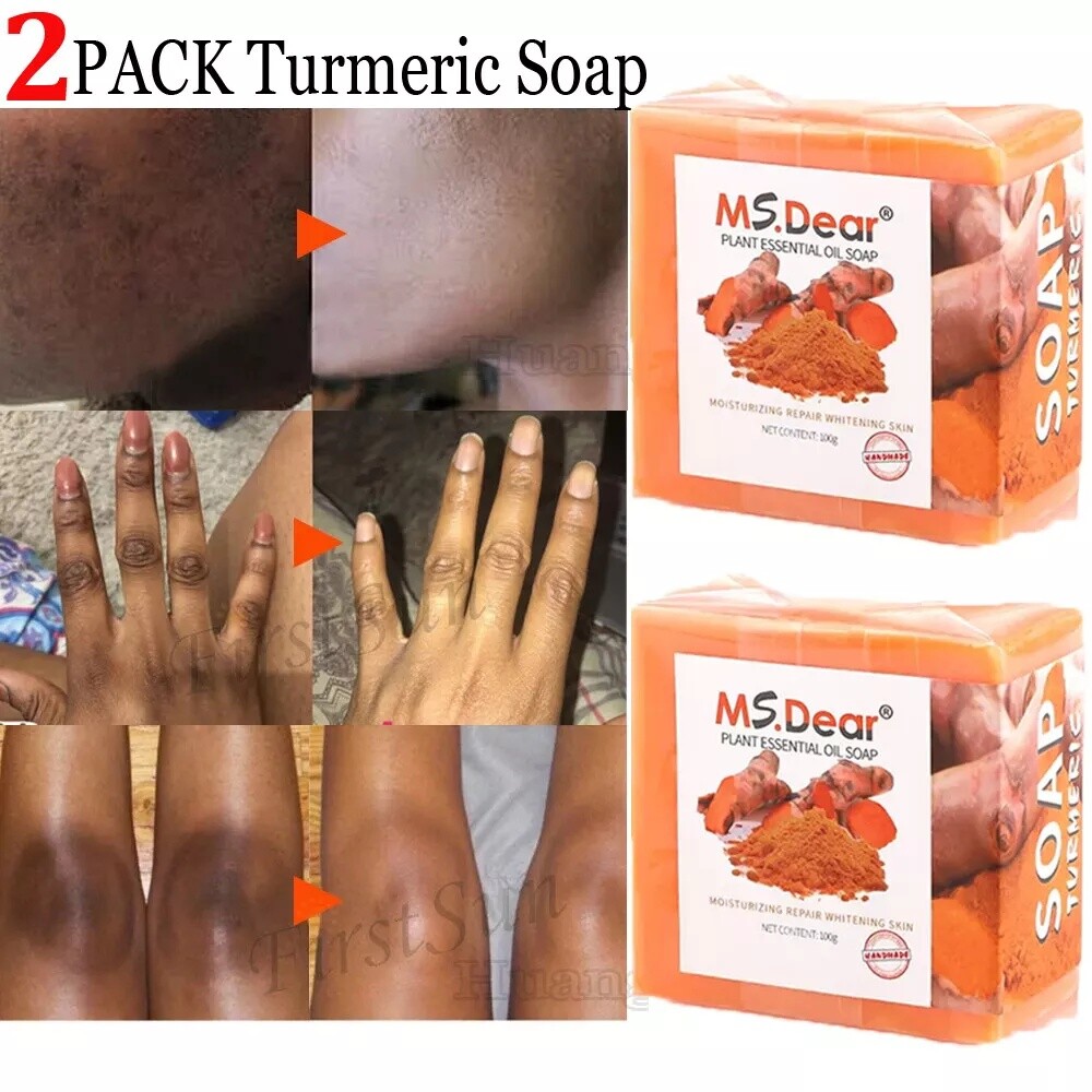2× Tumeric Soap Skin Whitening Dark Spots lightening Acne Brightening Turmeric