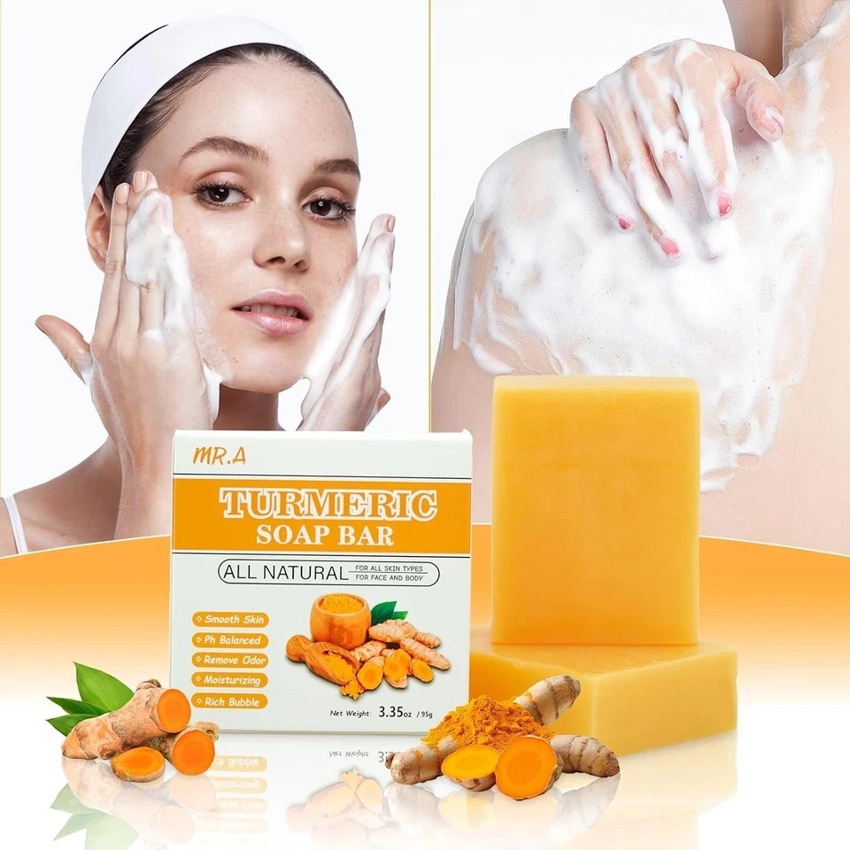 Turmeric Soap Bar and Turmeric Facial Mist, 2PCS Organic Tumeric Soap