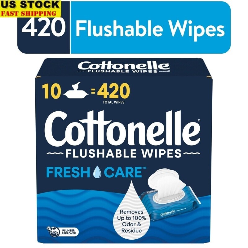 Flushable Wet Wipes 100% Septic Safe 10 Packs Adult Cleaning Wipes 420 Total New