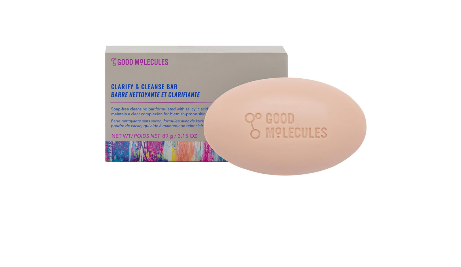Good Molecules Clarify Cleanse Bar Soap-Free Bar w/ Salicylic Acid BHA, Tea Tree