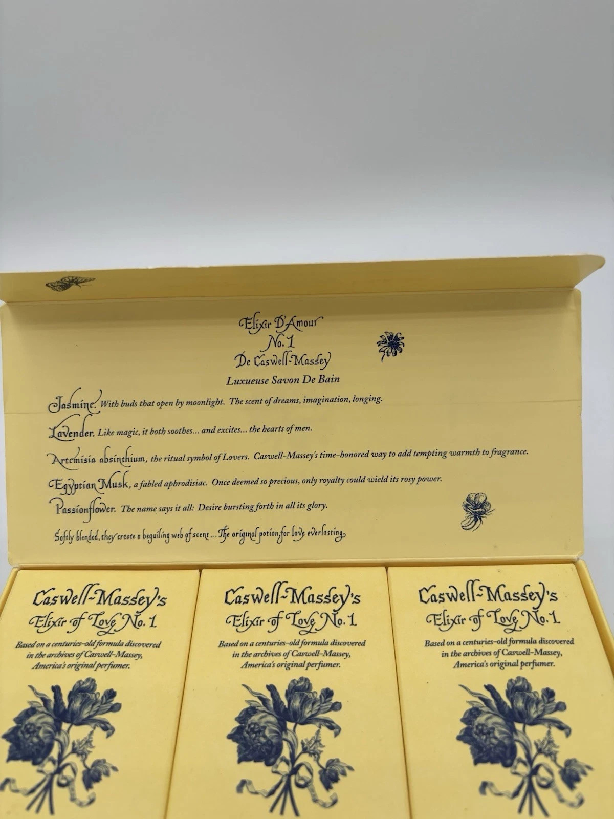Caswell Massey Elixir of Love No. 1 Luxury Bath Soap 3 Bars 3.5 oz Each Gift NEW