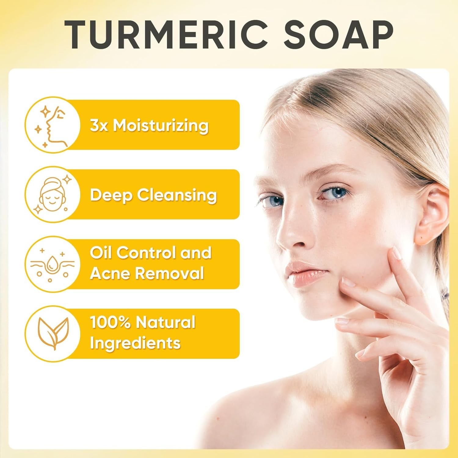 Treeroot 5 Pack Turmeric Soap, 80g Kojic Acid and Turmeric Soap Bar, Gently Cle