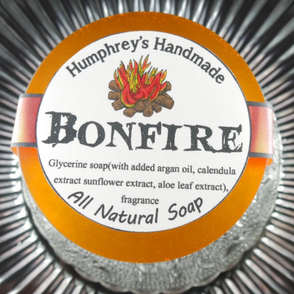 Men’s BONFIRE Smoke Campfire Scent Shave Soap, Puck Glycerin Bar USA Made Lather