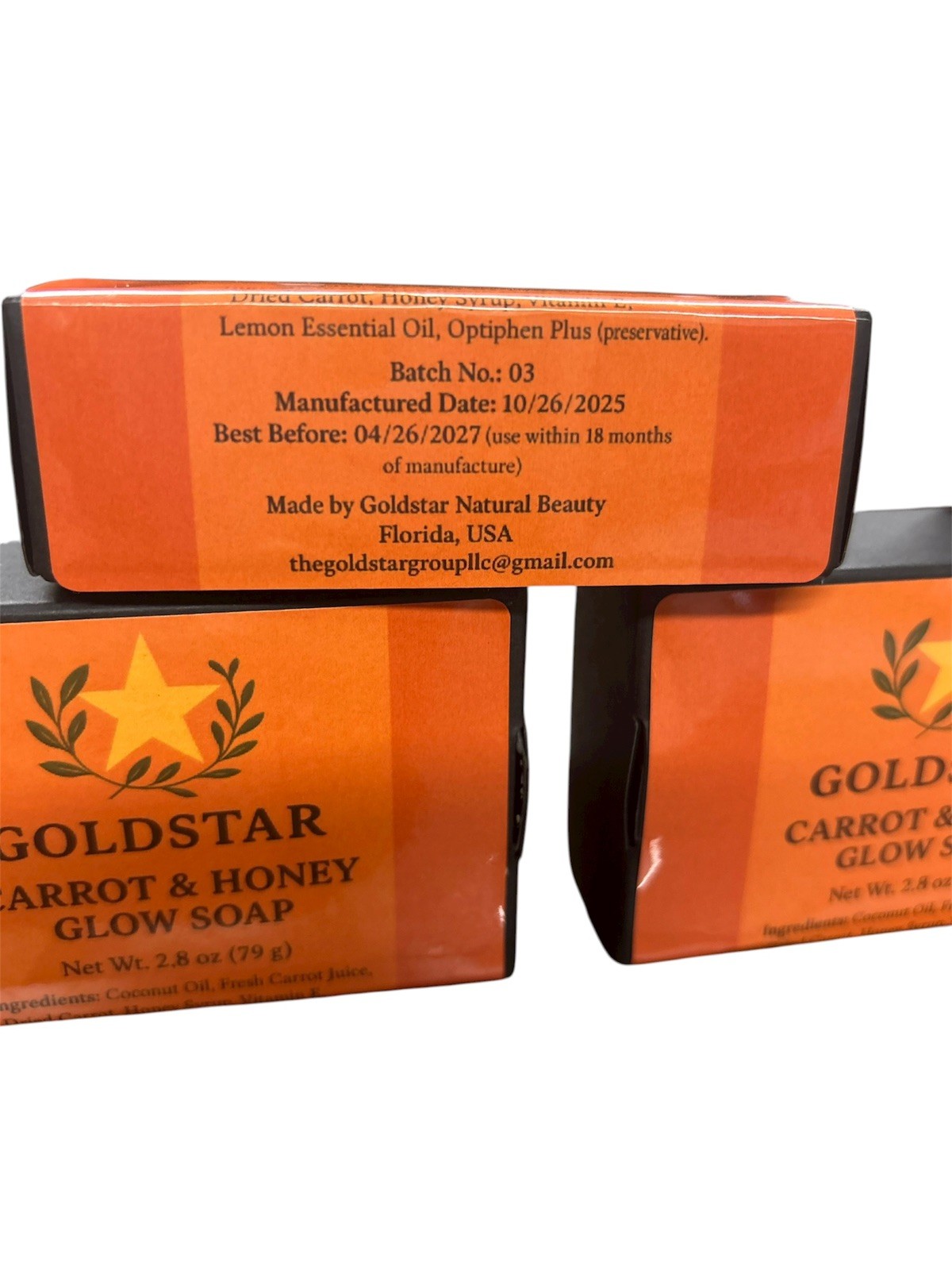 Carrot & Honey Glow Soap. Handcraft carrot soap ,Lemon Essentiel oil 3oz .